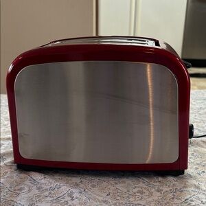 Red Stainless Steel 2-Slice Toaster